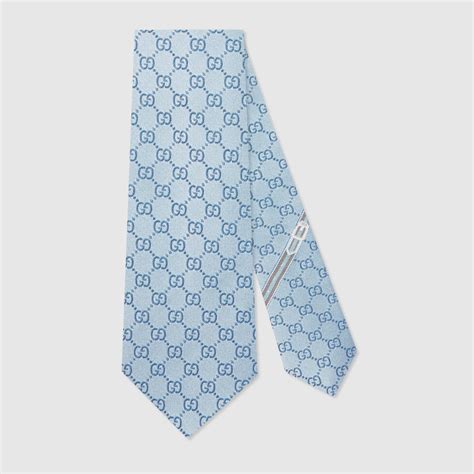 gucci sky blue tie|GUCCI Men's GG Pattern Silk Tie Sky Blue .